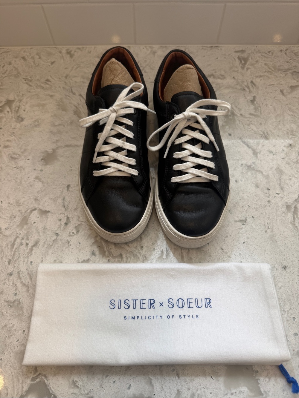 Sister x Soeur Black Leather Sneakers